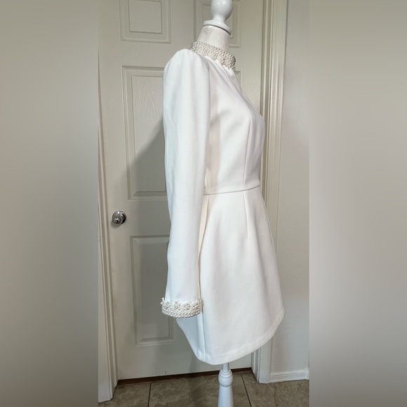 NADINE MERABI White Long Sleeve Dress Sz 6 - Picture 9 of 14